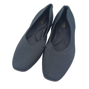 Cushionaire Knit Ballet Flats Womens 7M Black Excellent Memory Foam Square Toe